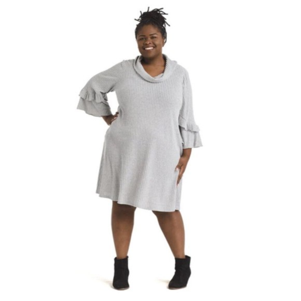 NWT SIGNATURE BY BOBBY BEE‎ SWEATER DRESS Size 1X Gray